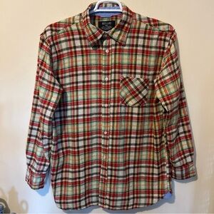 Bogari Plaid Flannel Shirt Men’s XL Untuck Button Up Italian Design